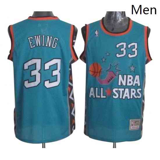 Mens Mitchell and Ness New York Knicks 33 Patrick Ewing Swingman Light Blue 1996 All Star Throwback NBA Jersey